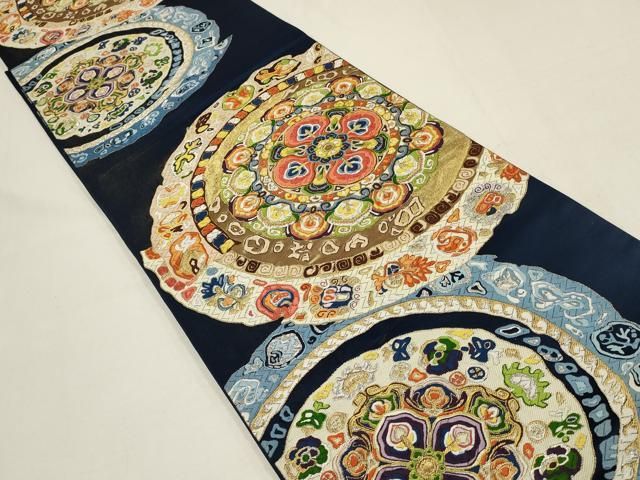 平和屋着物▽六通柄袋帯 唐織 吉祥花唐草菱文 金銀糸 正絹 逸品