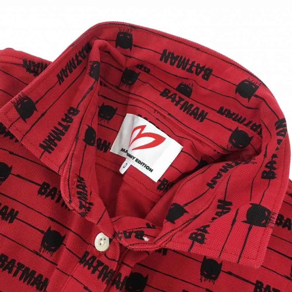 超美品 美品】マスターバニー×バットマン 総 レッド×黒 半袖ポロシャツ パーリーゲイツ