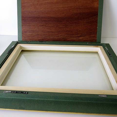 額縁】F10☆木製油彩額・前面ガラス付き・こげ茶・木目・白