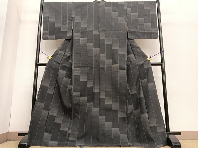 平和屋着物○上質な紬 100亀甲 間道 ロング丈 正絹 逸品 BAAT6612hv  