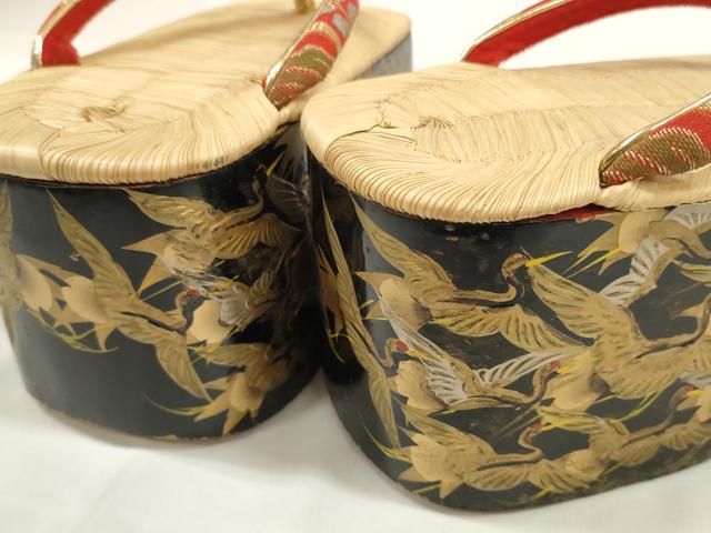 成功 平和屋本店 和装小物 ぽっくり下駄 こっぽり おこぼ下駄 畳表 金蒔絵 千羽鶴 DZAA11504kh5 増税でも値上げ一切なし！