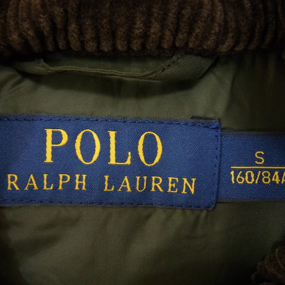 POLO RALPH LAUREN ポロ・ラルフローレン ハイネック コーデュロイ キルティング ベスト カーキ系 S【中古】