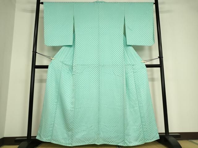 平和屋着物▽上質な色無地 単衣 鴇浅葱色 正絹 逸品 CAAV9415ze