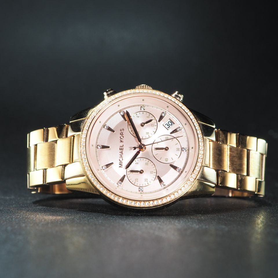 MICHAEL KORS】 マイケルコース GP QZ 電池交換済み MK-6357 クロノ