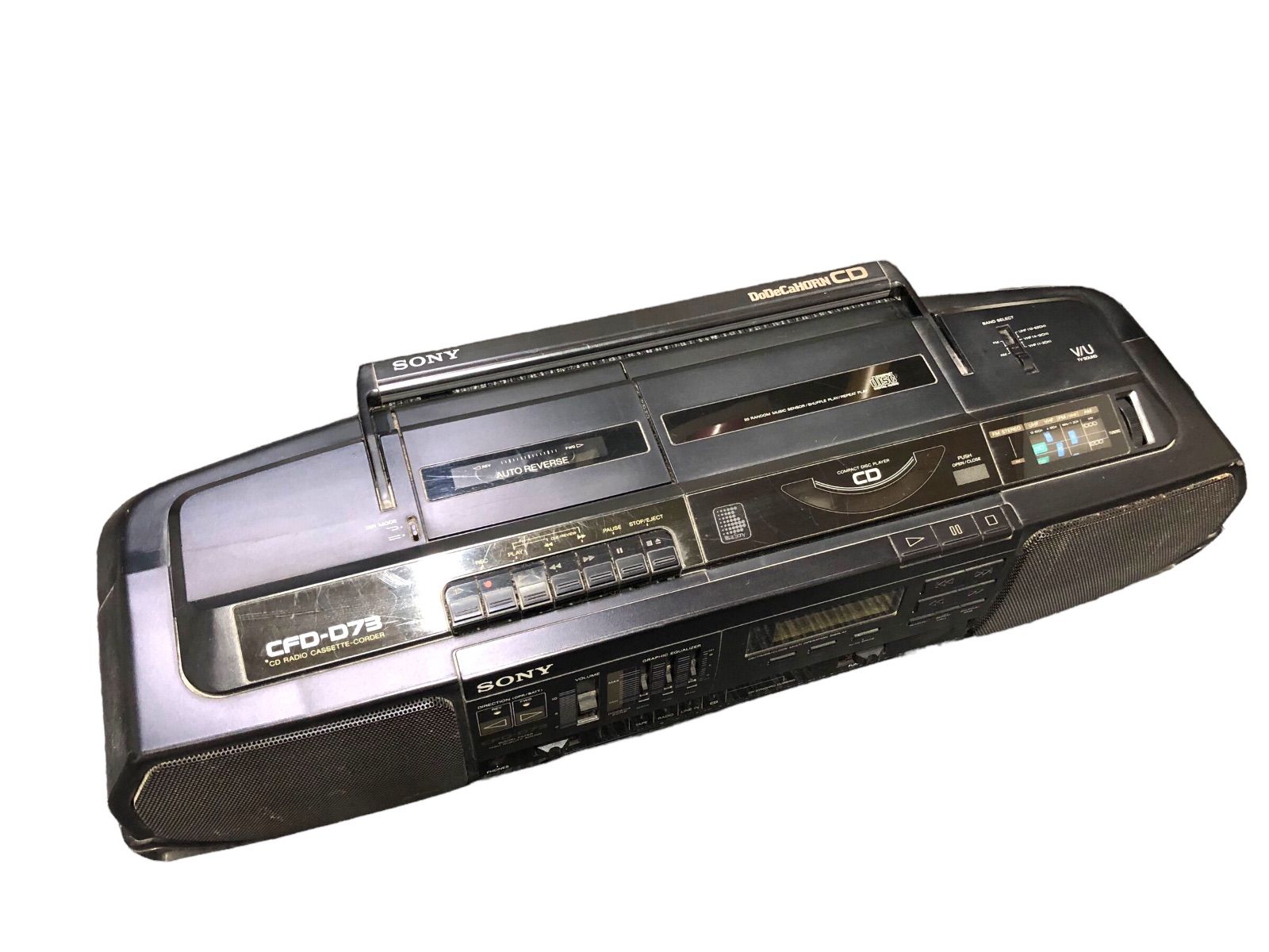 SONY DoDeCaHORN CD RADIO CASSETTE ソニー ラジオカセット CFD-D73 日本製 100V オーディオ機器 現状品 当時物