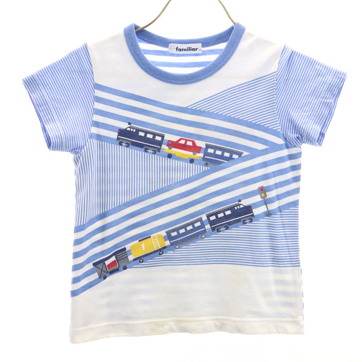 【新品未使用】ファミリア　Tシャツ　110 電車 Familiar ファミリア 貨物列車 半袖 Tシャツ 110 ブルー系