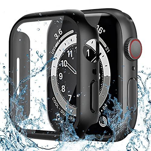 41mm_ブラック CAERMA Apple Watch用 ケース iWatch Series 9SE2SE87654 41mm対応 超薄型 アップルウォッチ用 ケース 防水 硬度9H 強化ガラス 高透過率 高耐久 耐衝撃 全面保護 Apple Watch用