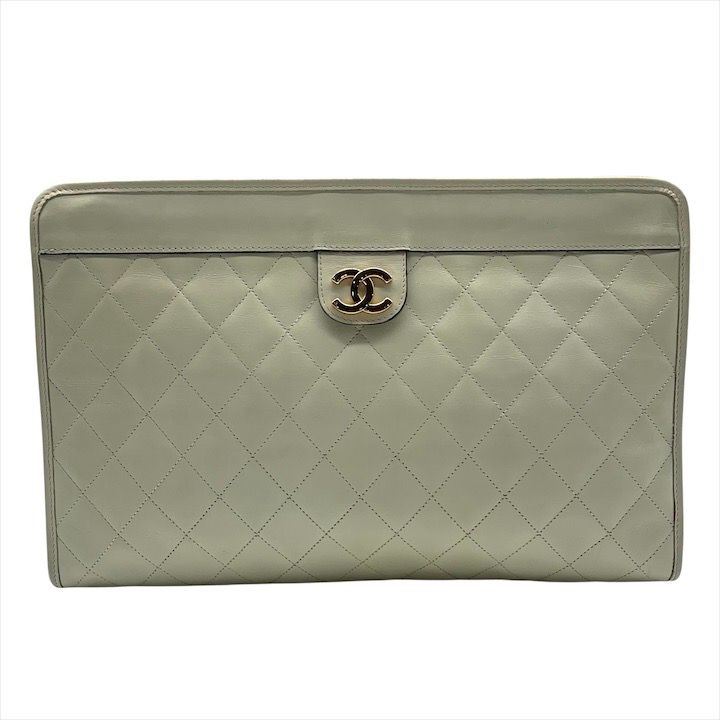 CHANEL シャネル ココマーク マトラッセ クラッチ セカンド バッグ ホワイト ラムスキン レディース ブランド かばん a10419