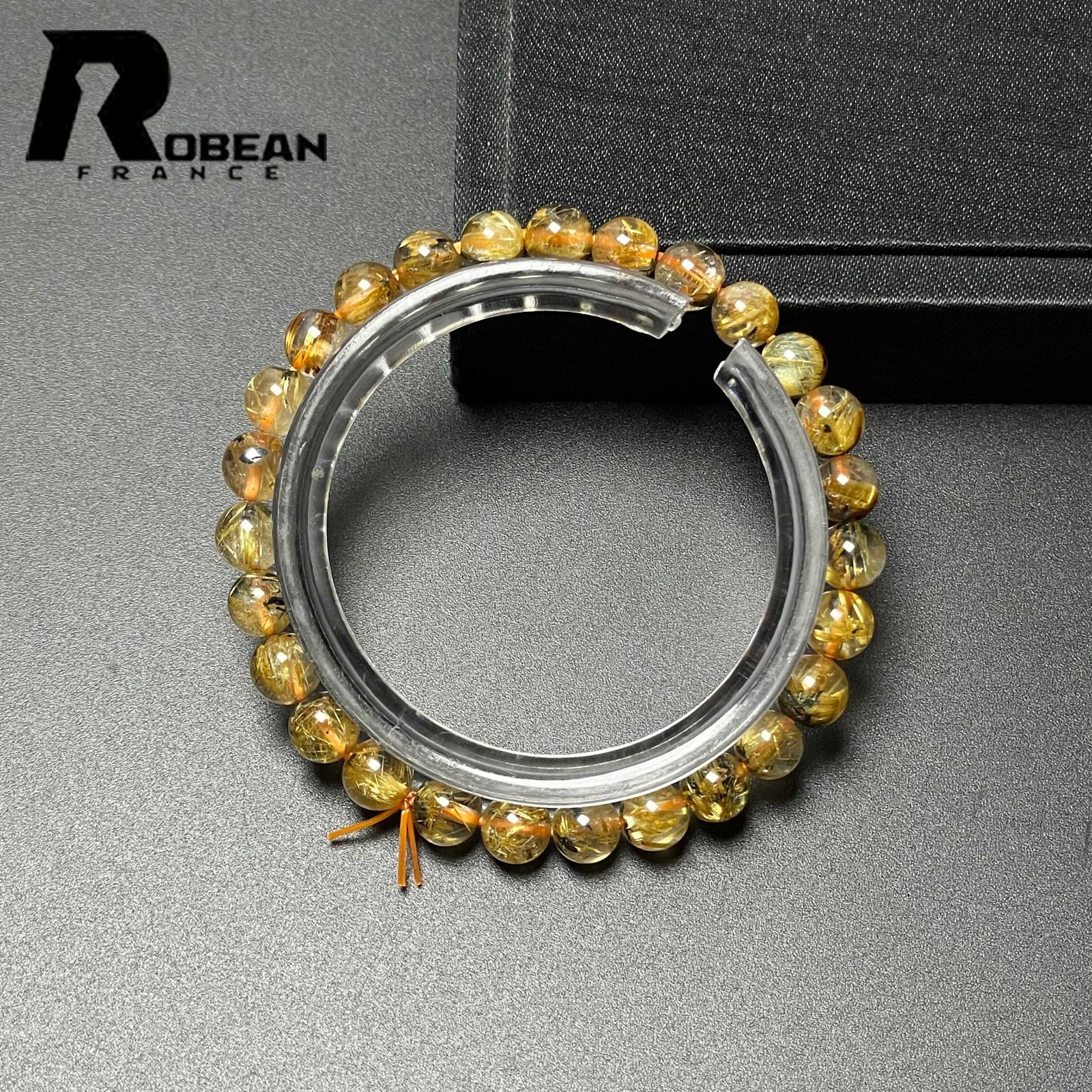 【新入荷】高品質　ゴールドタイチンルチルブレス約8㎜（新品未使用）太針　金運 夢色 EU製 ☆太陽花タイチンルチル☆黄金針水晶 金運 開運
