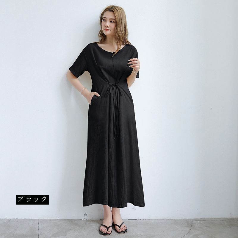 新品 Super Beauty ワンピース 麻リネン100% 体型カバー LL super beauty スーパービューティー サイズ42 // 麻・リネン100