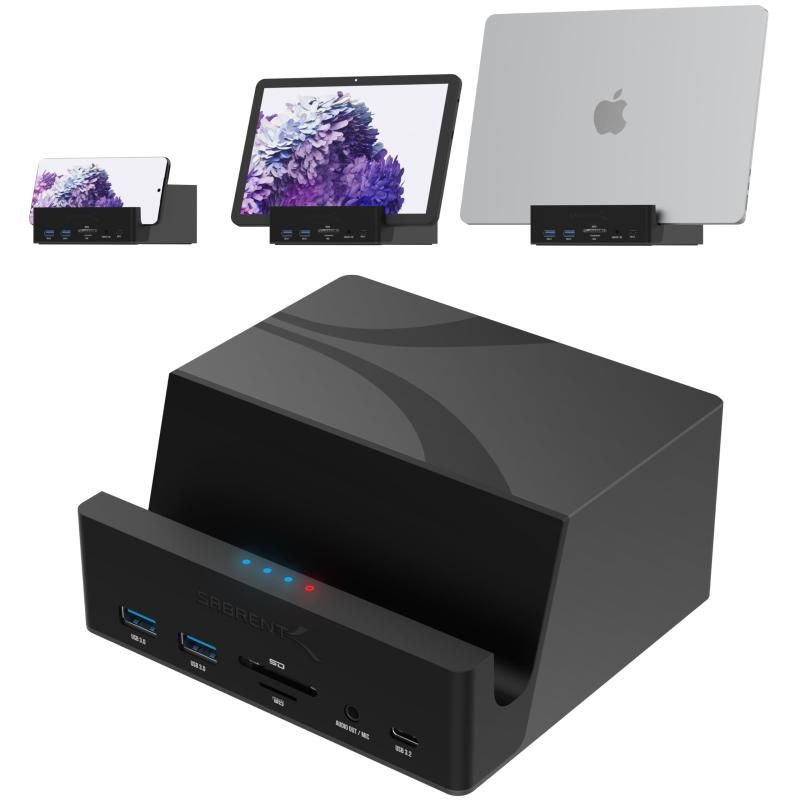 SABRENT USB-C ユニバーサル ドッキング ステーション ラップトップ ウルトラブック Chromebook MacBook iPad タブレット スマートフォン用デュアル モニター Dis