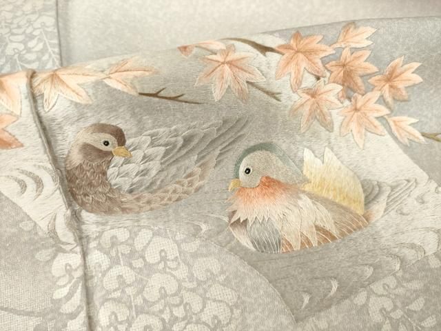 平和屋着物●訪問着　地紙鴛鴦花文　銀彩　正絹　逸品　AABA9513ck 平和屋着物○訪問着 地紙鴛鴦花文 銀彩 正絹 逸品 AABA9513ck - メルカリ