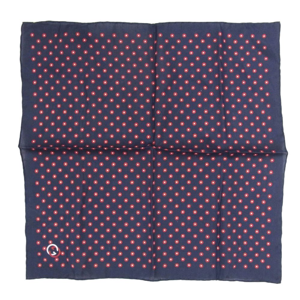 未使用 グッチ GUCCI ネイビー シルク ハンカチ ポケットチーフ 未使用 グッチ GUCCI ネイビー シルク ハンカチ ポケットチーフ