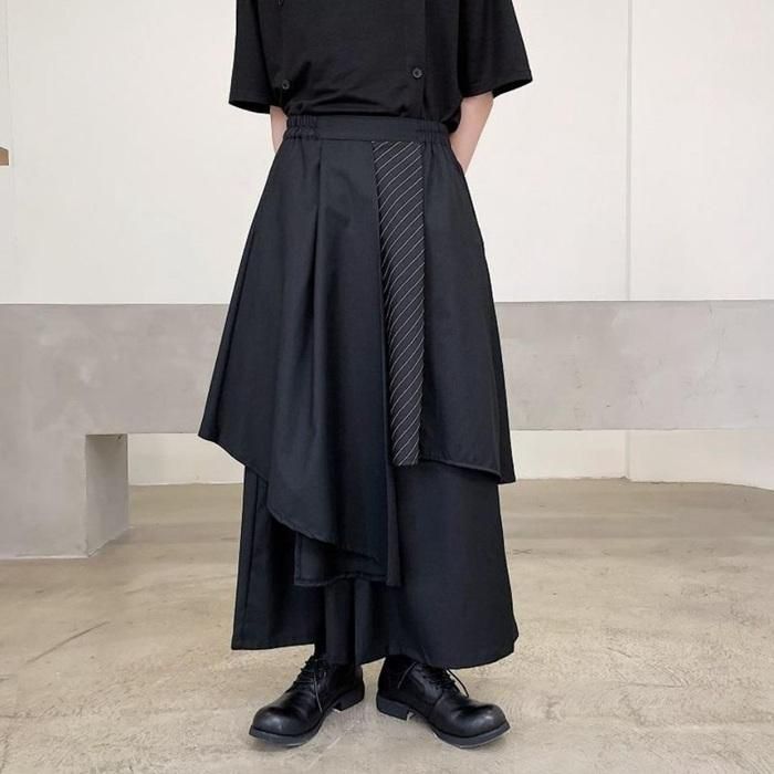 【Y's】黒 サルエルパンツ ゆったりシルエット サルエルパンツ 袴パンツ 男女兼用 ワイドパンツ ゆったり