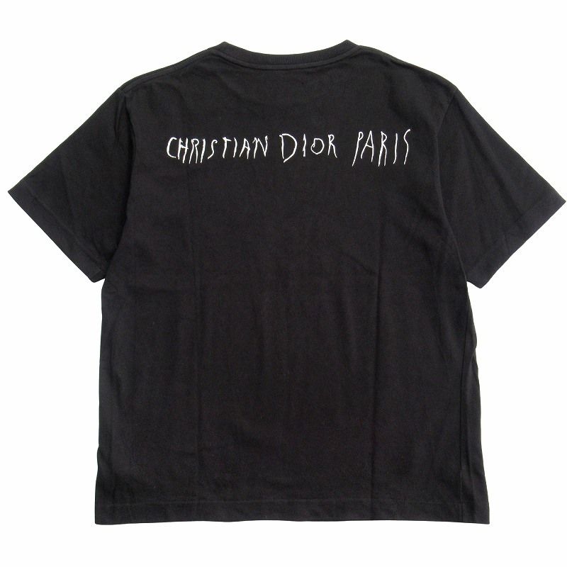 美品 19aw ディオール × レイモンド・ペティボン DIOR × Raymond Pettibon ロゴ 刺繍 Tシャツ カットソー  943J602E0554 半袖 エンブロイダリー S 黒 ブラック メンズ