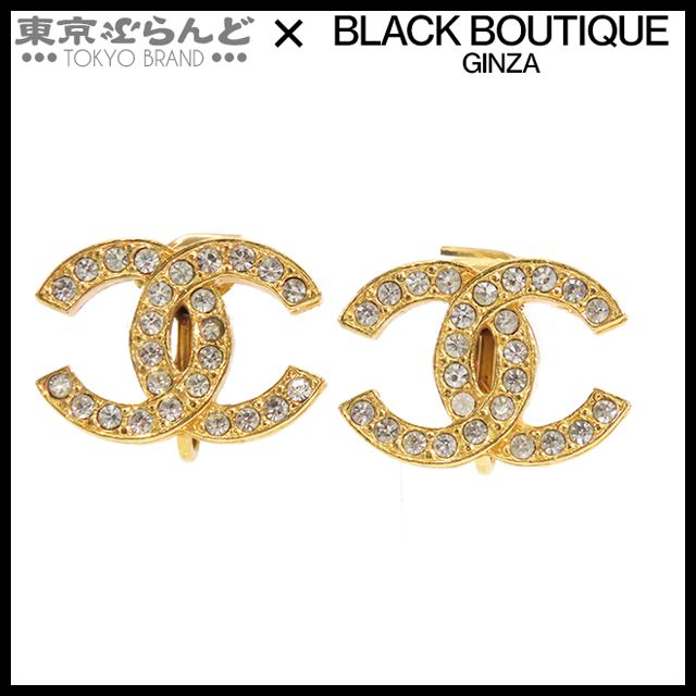 シャネル CHANEL ココマーク イヤリング 2084 ゴールド メタル ラインストーン GP レディース ヴィンテージ 101796466