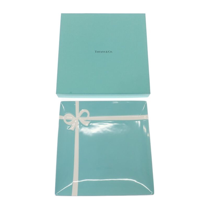 ティファニー TIFFANY-Co. プレート リボン 食器 ボーンチャイナ ブルー レディース ギフト 贈り物 祝い SAランク