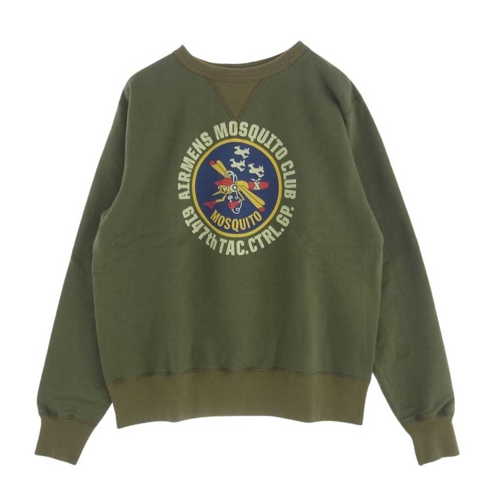 Buzz Rickson's バズリクソンズ BR69290 AIRMENS MOSQUITO CLUB セットインスリーブ スウェット グリーン系 L【新古品】【未使用】【中古】