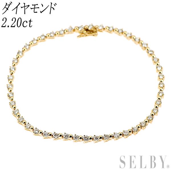 K18YG ダイヤモンド ブレスレット 2.20ct テニス - メルカリ