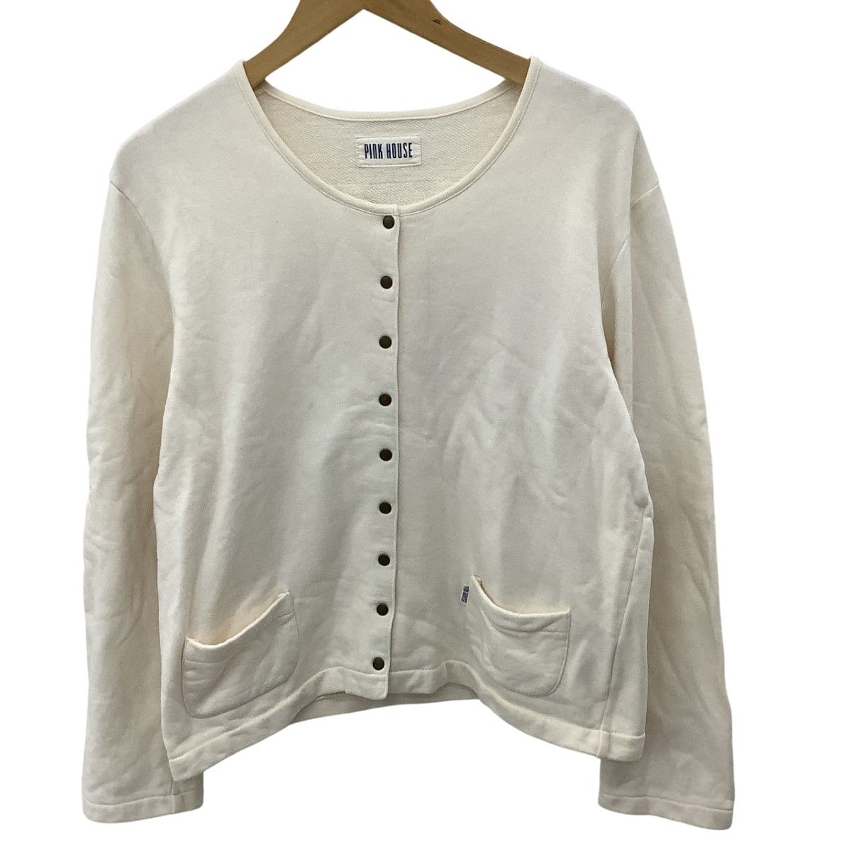 PINK HOUSE ピンクハウス レディース カーディガン ジャケット SIZE L ワッペン テディベア 花柄 アイボリー やや傷や汚れあり PINK HOUSE ピンクハウス レディース カーディガン ジャケット