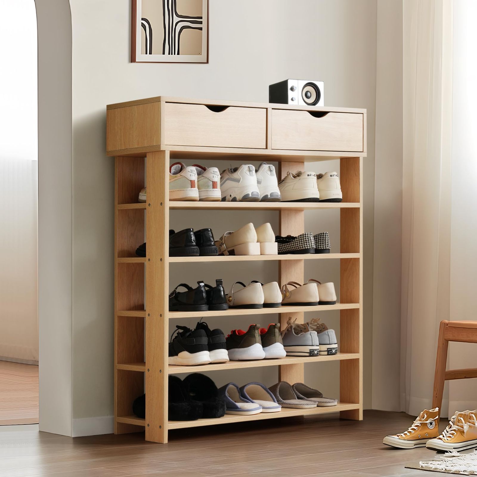 ニトリシューズボックス80cm幅ブラウン靴箱棚茶色モミジ ニトリ