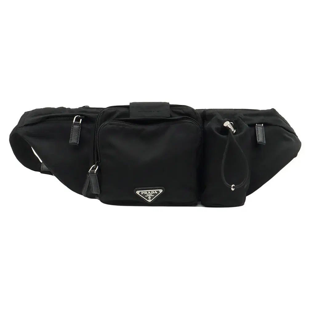PRADA プラダ ブラック テスート ナイロン シルバー金具 トライアングルバッグ ポケット ベルトクロスボディバッグ 2VL056