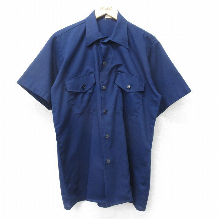 XL/古着 半袖 ミリタリー シャツ メンズ 80s 紺 ネイビー 24aug21 中古 トップス