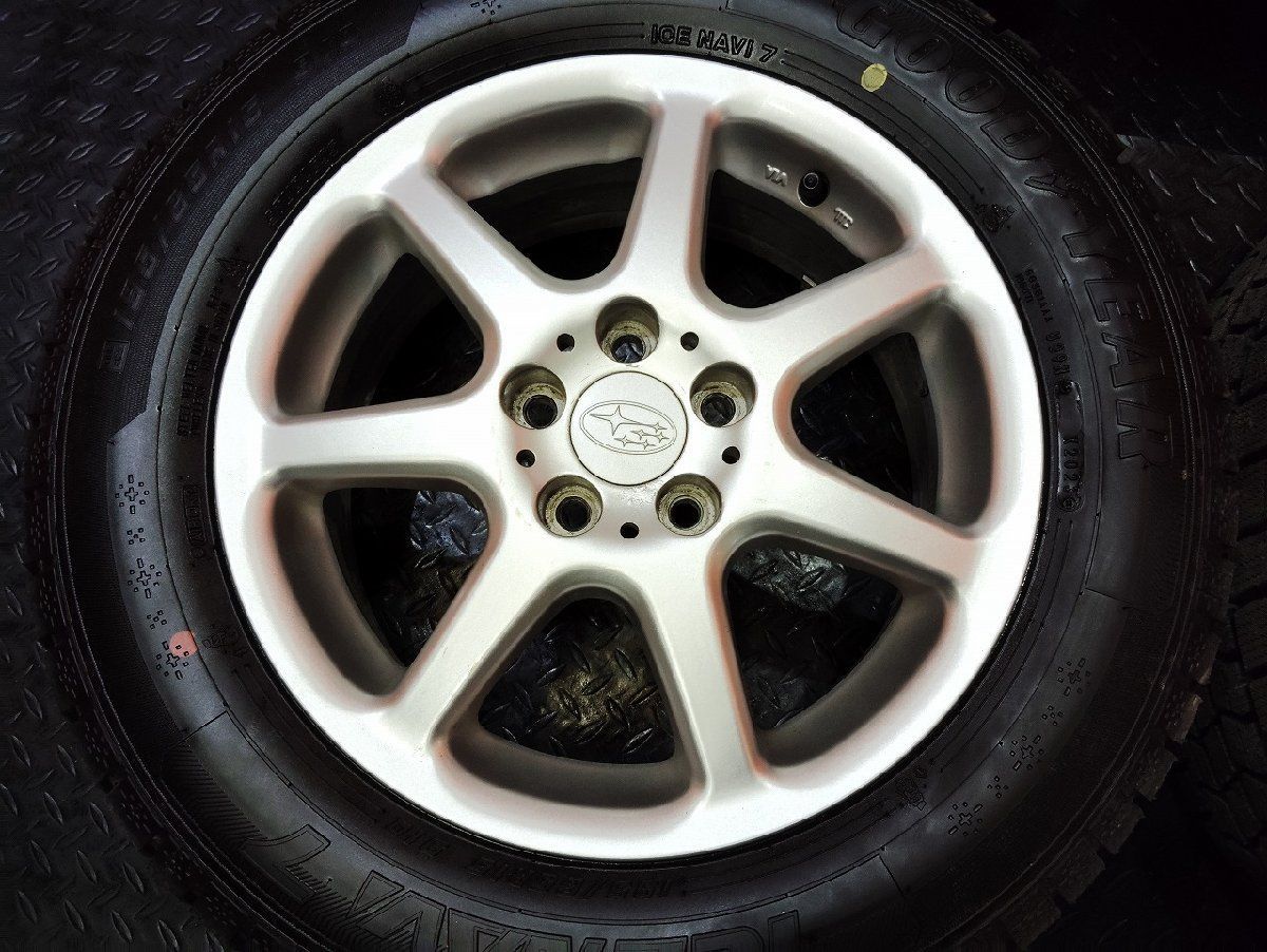 未走行に近い【GOODYEAR ICENAVI7 195/65R15】2023 スタッドレス【スバル インプレッサ 純正ホイール 15インチ 6J5HPCD100+48】　(KTO339) 未走行に近い【GOODYEAR ICENAVI7 195/65R15】2023 スタッドレス