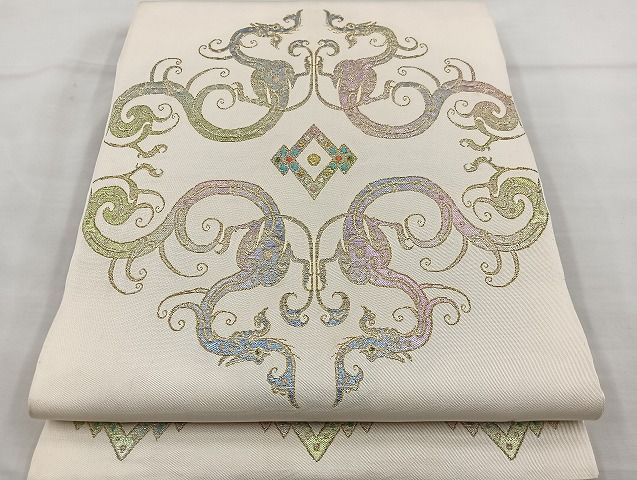 平和屋本店□極上 最高級 龍村平蔵製 太鼓柄 本袋帯 玲龍磚文 逸品