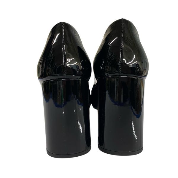 美品 プラダ PRADA ブロックヒールパンプス スクエアトゥ エナメル