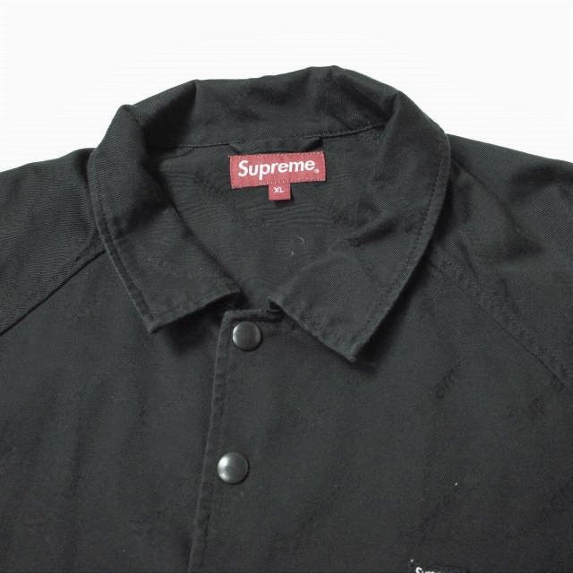 SUPREME シュプリーム 19AW Snap Front Jacquard Logos Twill Jacket スナップフロントジャガードロゴ ツイルジャケット XL BLACK スモールボックスロゴ コーチジャケット アウター s18365 - メルカリ