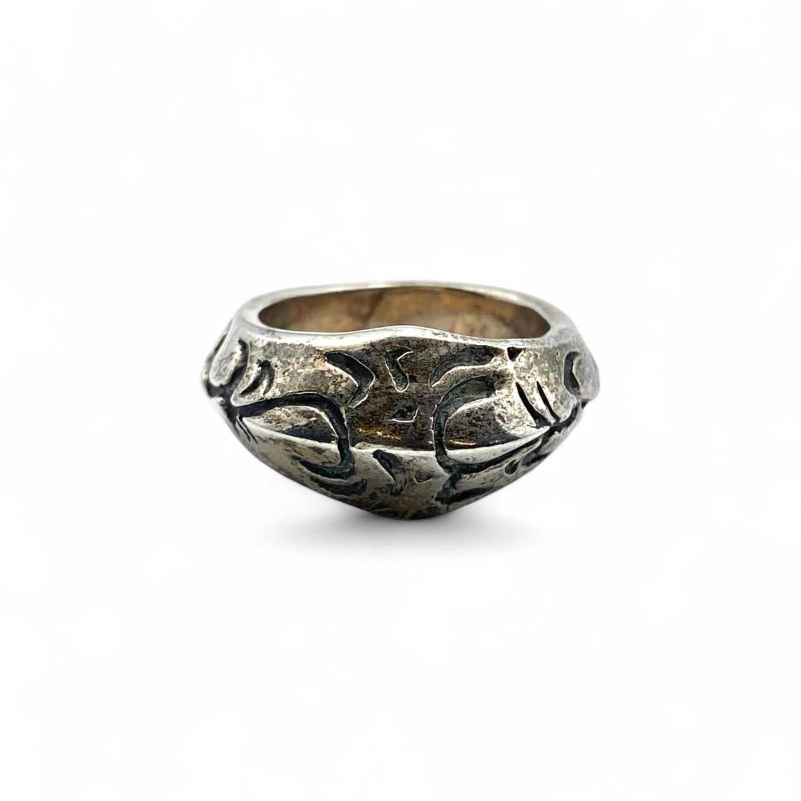 抜群の重厚感】ボタニカル Silver 925 刻印 90s Vintage Design Ring 