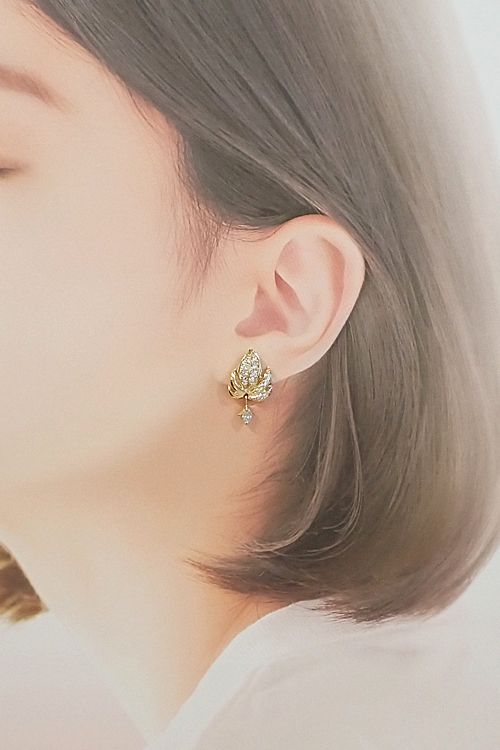 銀座ミワ ダイヤモンド ピアス K18イエローゴールド GINZA MIWA 2way