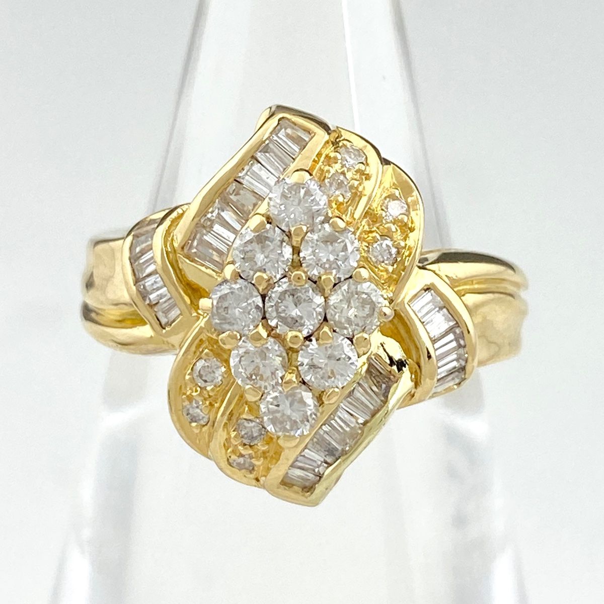 リング　K18　デザインリング　約12号　ダイヤモンド　ジュエリー　現状品指輪