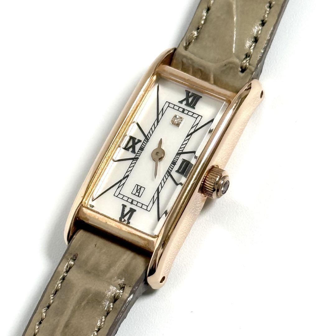 定価9.3万】ヴァンドーム青山 腕時計 レクタングル ダイヤ ピンク