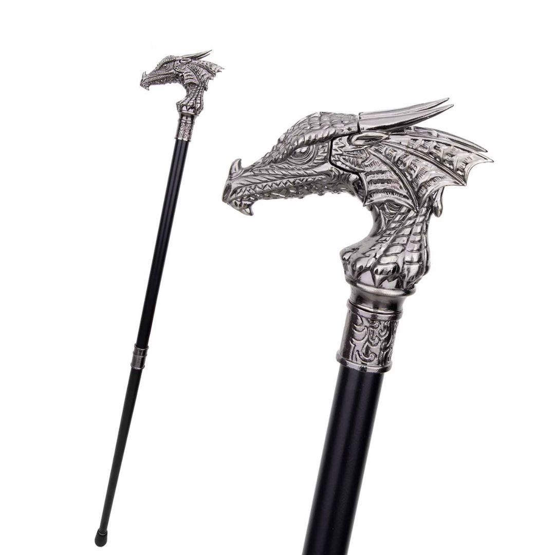 杖 銀龍 シルバー ステッキ ドラゴン つえ おしゃれ 高級 銀 男性 女性