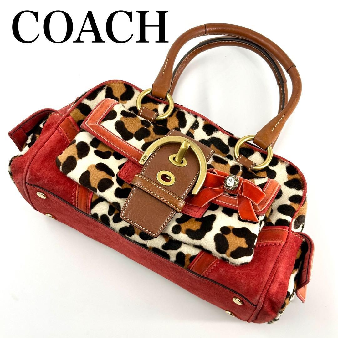 希少モデル】 COACH コーチ ハンドバッグ ハラコ レオパード