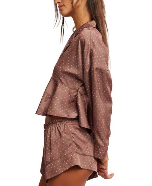 フリーピープル レディース ナイトウェア アンダーウェア Women s Beauty Sleep Pajama Set Chocolate Combo Dot DECORATOM_COM_BR