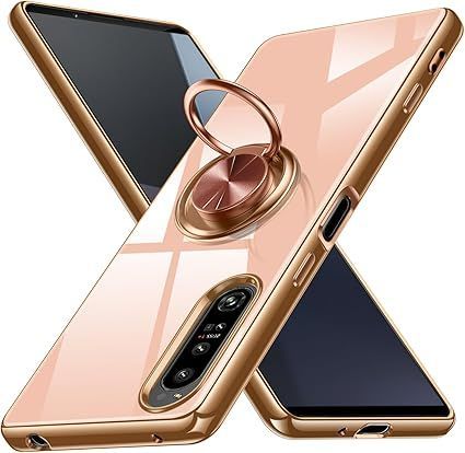  【WYEPXOL】Xperia 1 IV ケース リング付き SO-51C SOG06 ケース 耐衝撃 落下衝撃吸収 tpu シリコン 軽量 薄型 メッキ加工 ストラップホール付き ソニー エクスペリア 1 IV ケース 全面保護 スタンド 応募券