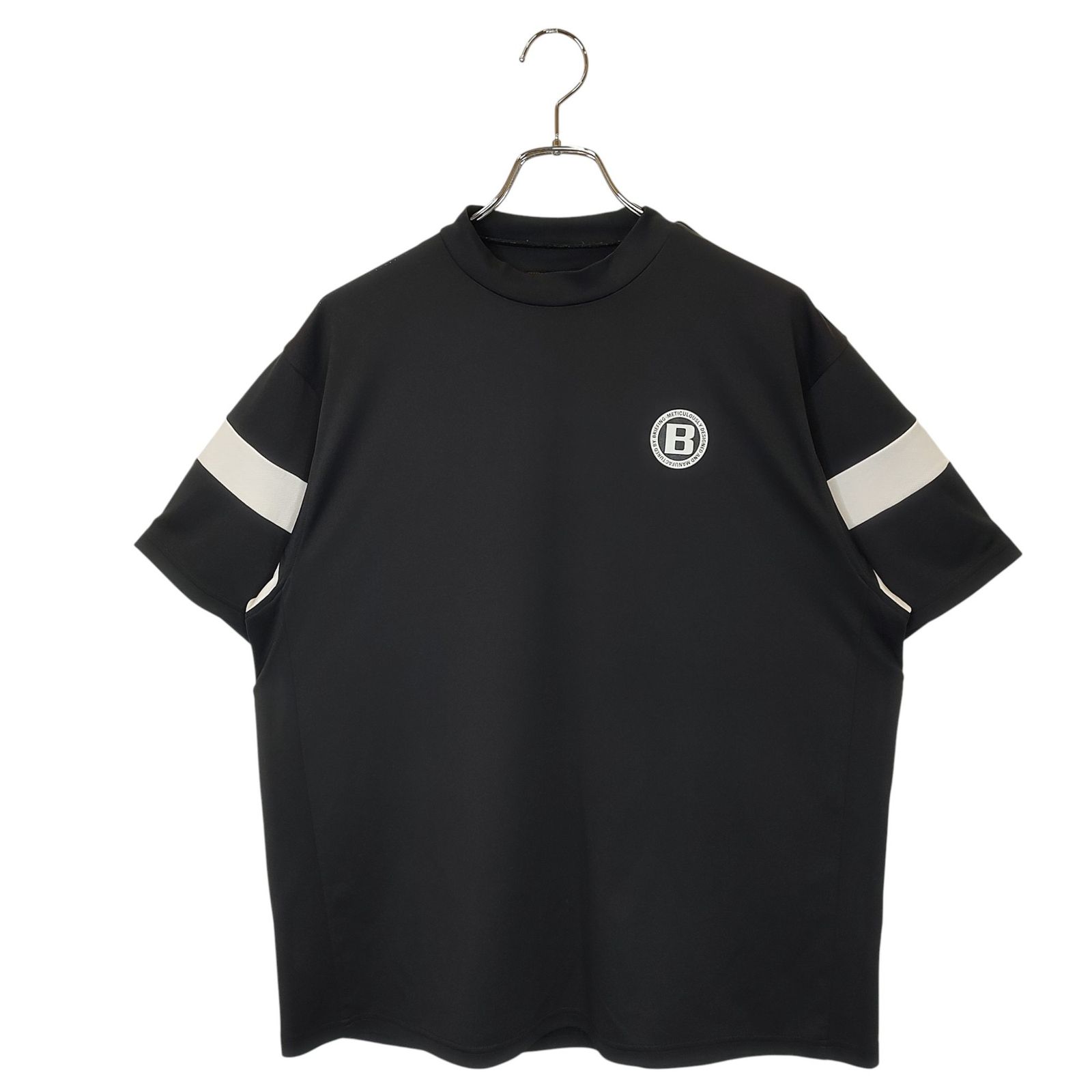 BRIEFING GOLF ブリーフィングゴルフ 23SS COLLEGE HIGH NECK RELAXED FIT 半袖 モックネック Tシャツ BRG231M17 L ブラック ホワイト メンズ