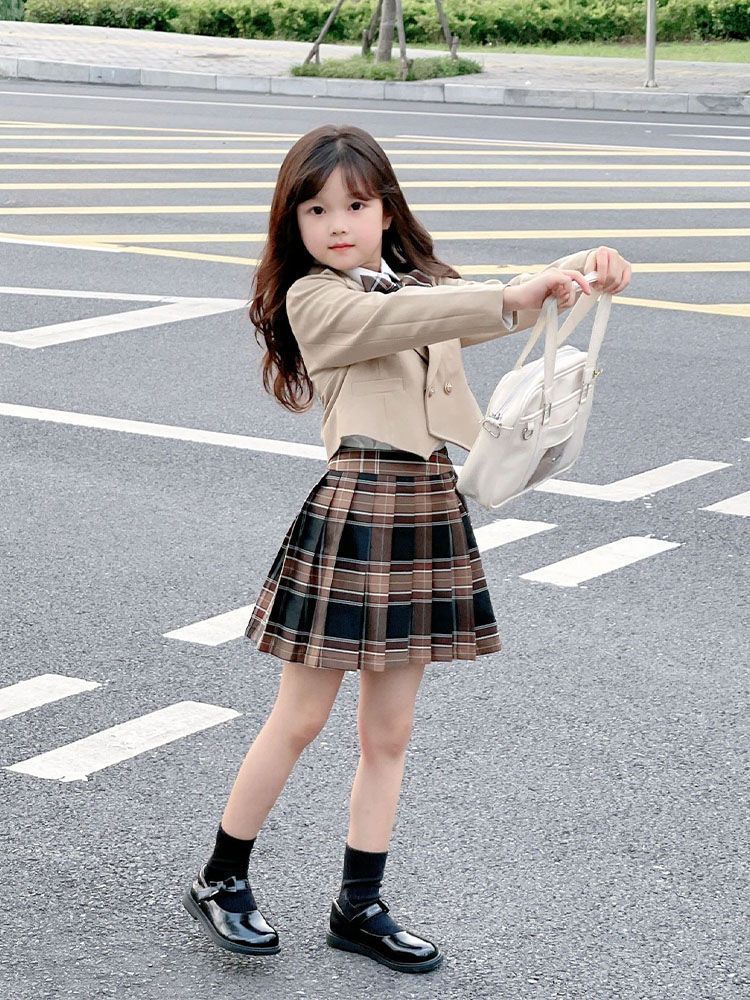 子供服 女の子スーツ 4点セット 卒園式 入学式 卒業式 制服 フォーマル セットアップ ジャケット シャツ スカート リボン 女の子 卒入学スーツ 発表会 初節句may