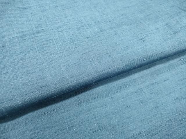 平和屋着物○男性 紬 アンサンブル ヘブンリーブルー色 正絹 逸品 未