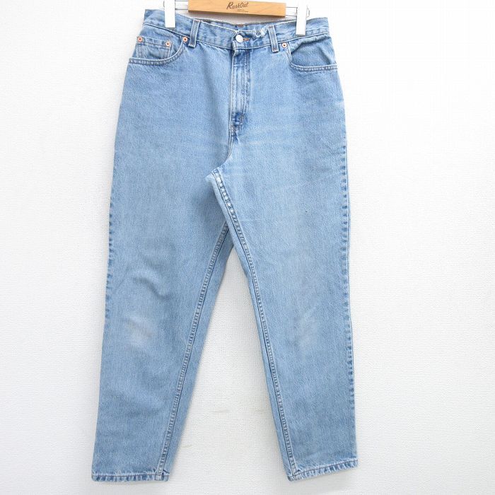 古着 リーバイス Levis 550 ジーンズ レディース 90s ヒゲ テーパード コットン 薄紺 ネイビー デニム 25may16 ボトムス ジーパン Gパ