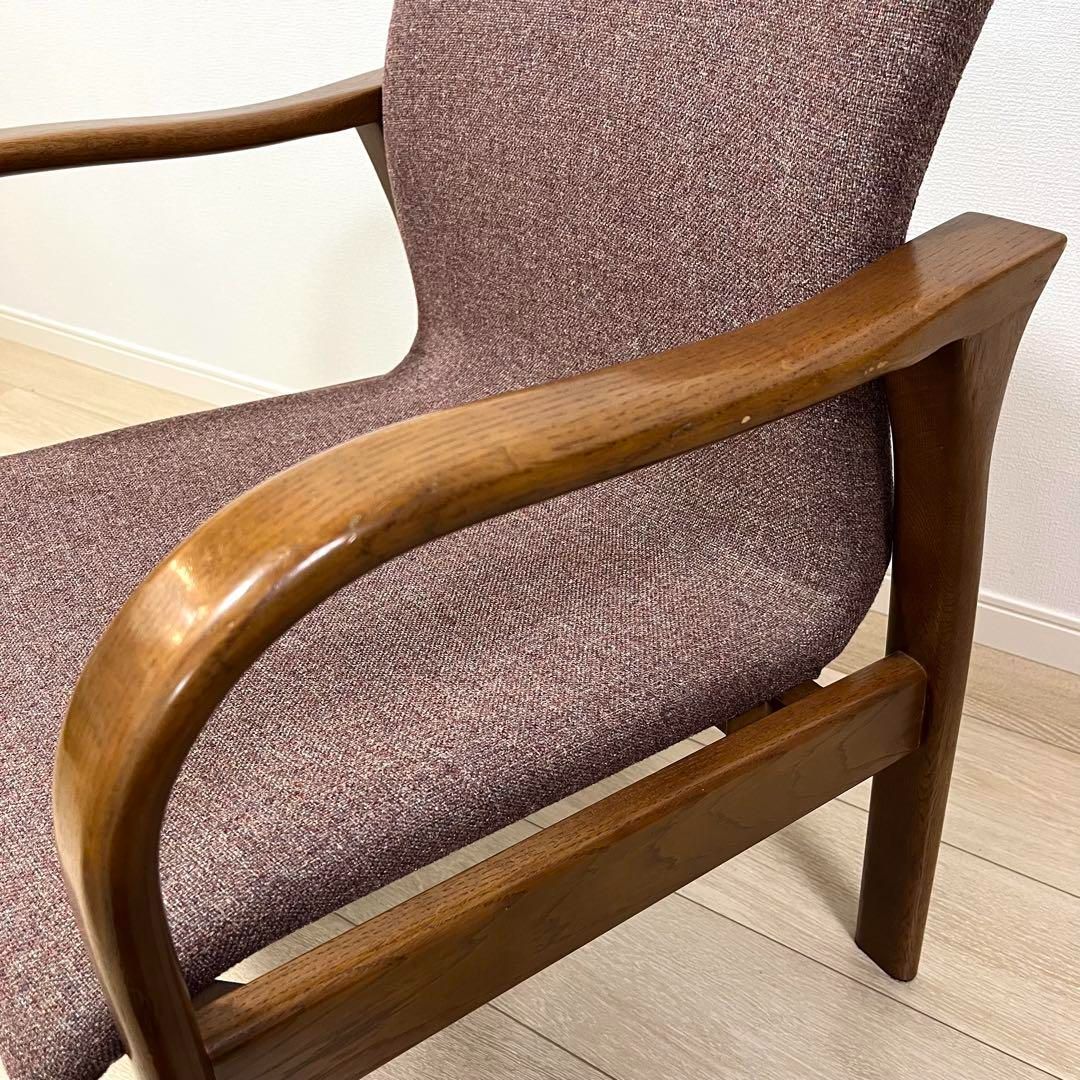 そ6)日進木工 アームチェア 飛騨家具 レトロヴィンテージ 肘掛椅子 曲