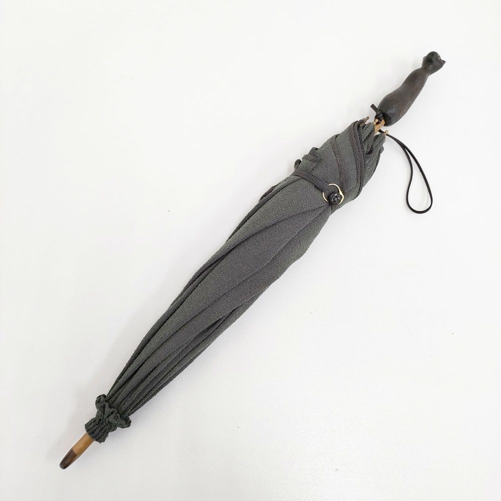 イイダ傘店 日傘 43cm 獣地 KIYATA 定価36720円 黒猫 木彫り 傘