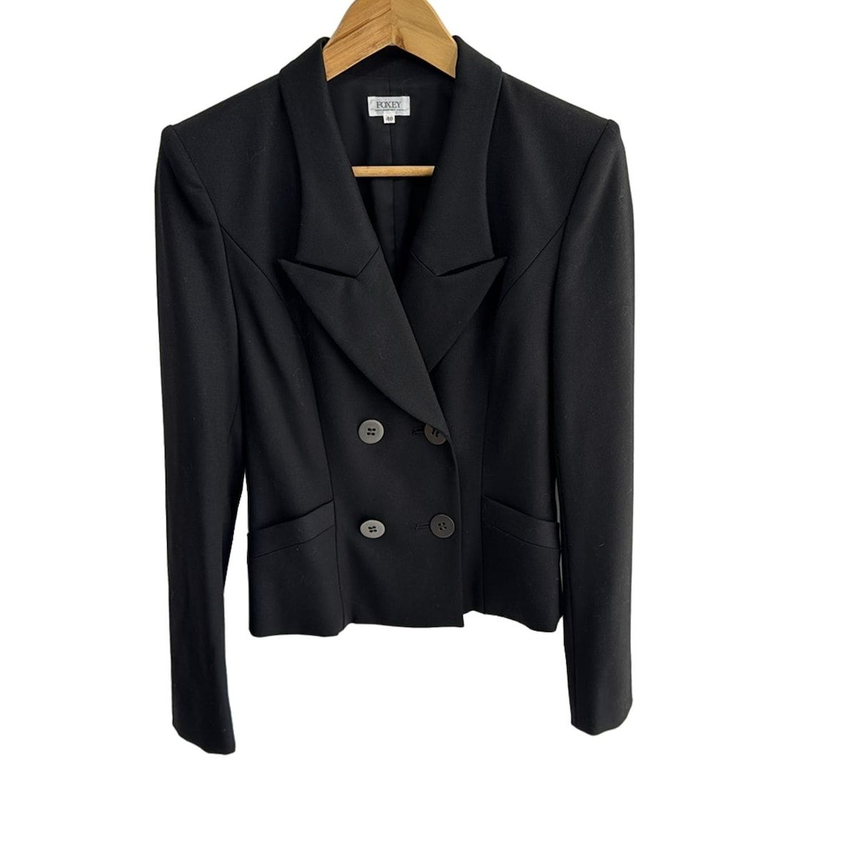 ジャケット フォクシー 黒 40 美品】40 フォクシー 黒 シルク100