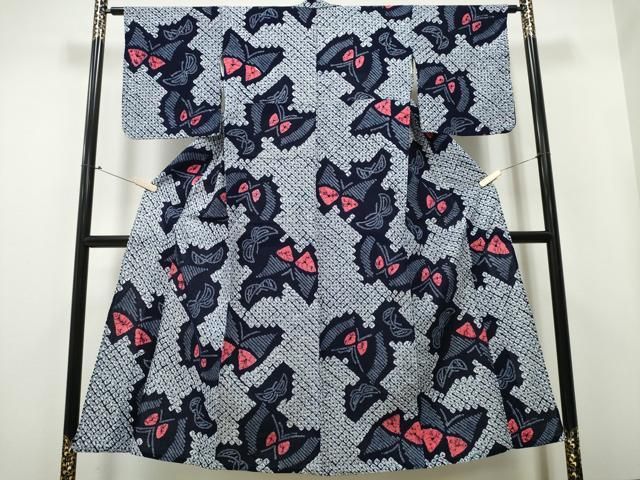 平和屋着物∴夏物 浴衣 有松鳴海絞り 舞蝶文 綿 CAAY4506ng