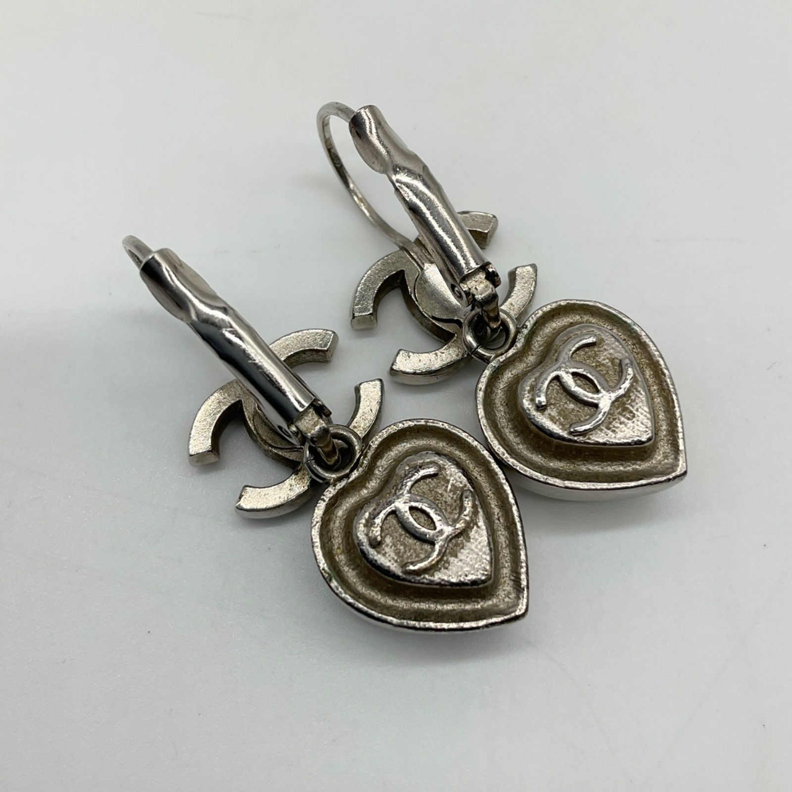 CHANEL シャネル ココマーク ハート フック ピアス 両耳用 シルバー 