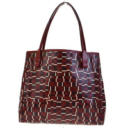 【中古】 中美品 サルバトーレフェラガモ Salvatore Ferragamo トートバッグ ショルダー ハンド レッド コーティング キャンバス 66ED336