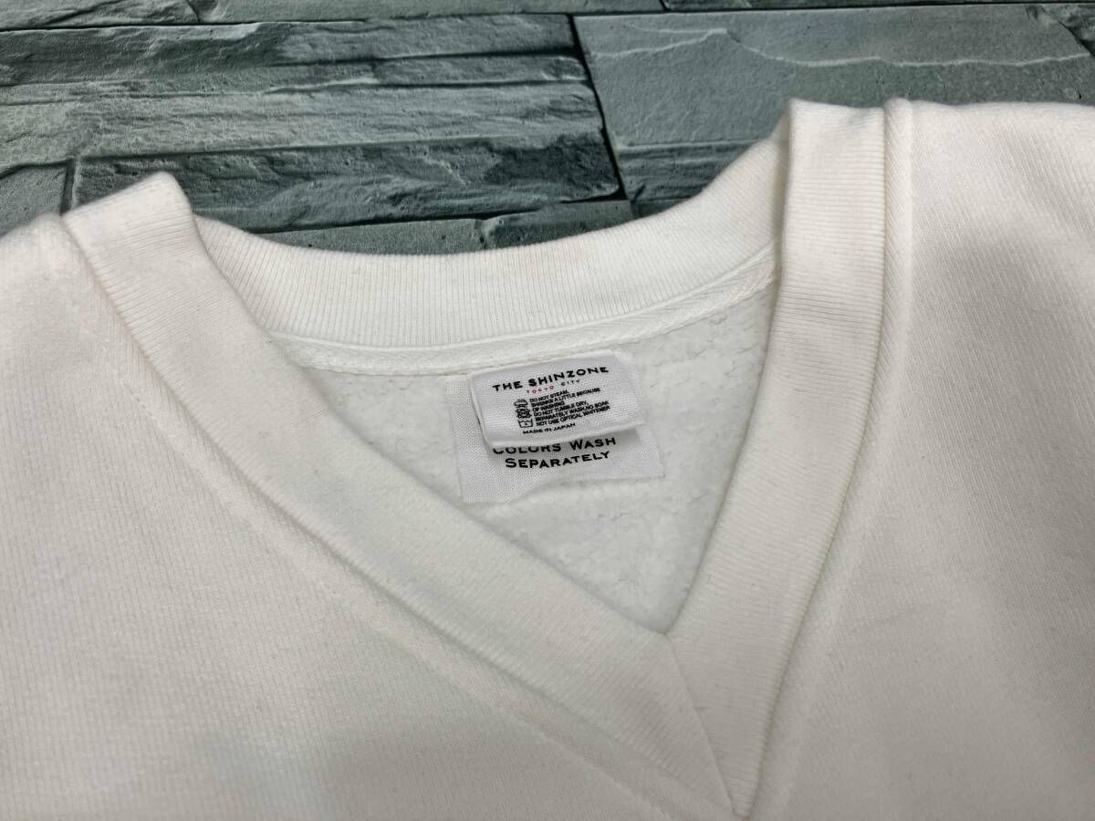 THE SHINZONE MARITIME MUSEUM V NECK SWEAT スウェット/白/F
